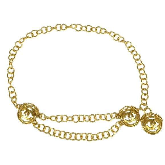Chanel Chain Belt Medallion Gold 94P Small Good - Picture 1 of 5